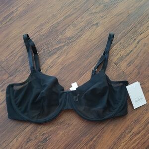 Auden Sheer Black Mesh Demi Coverage Unlined Bra Size 36D New